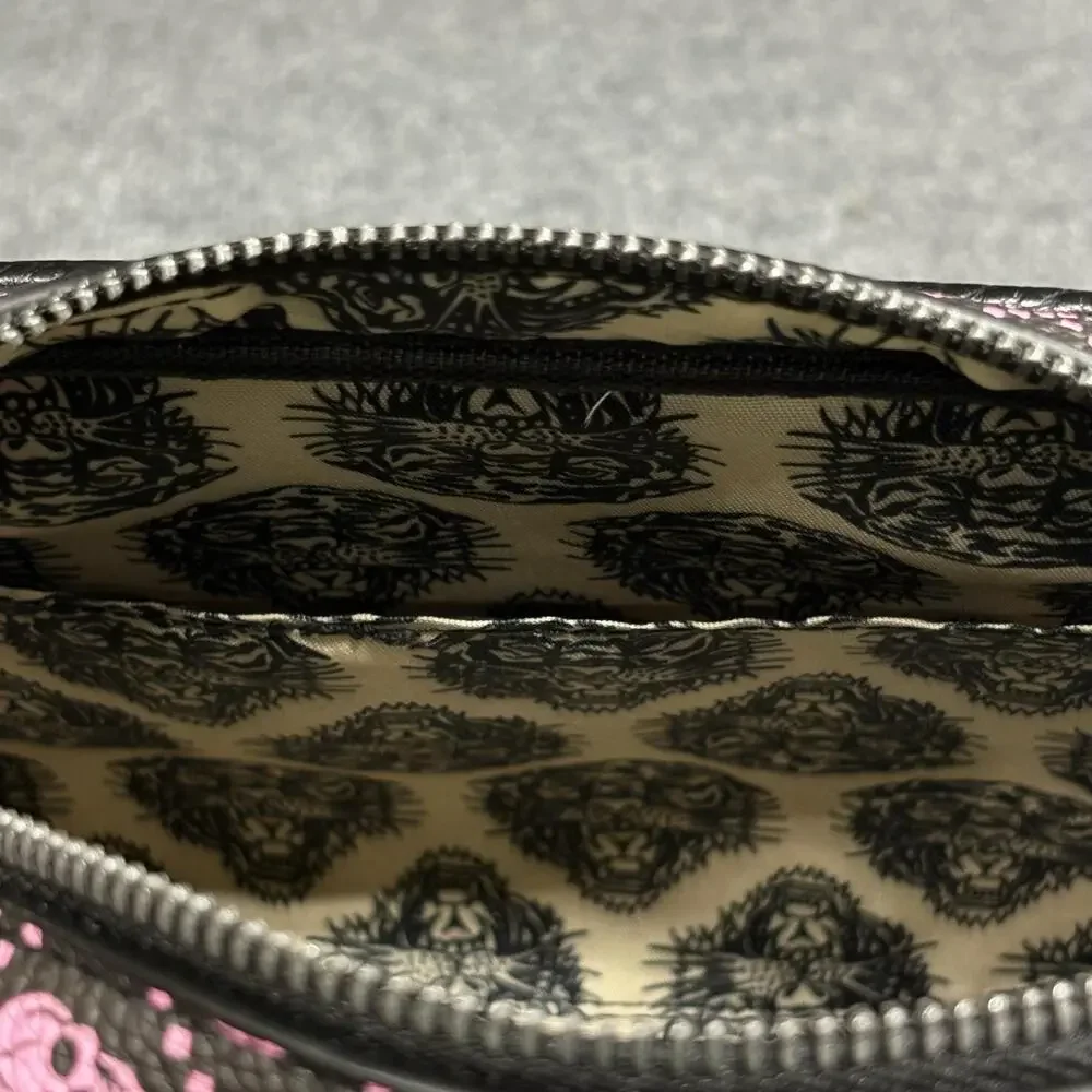 Ed Hardy Satchel Bag Womens Black Pink Skull Hearts Rhinestone Vegan NWT Rock